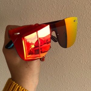 Neon orange tinted sunglasses